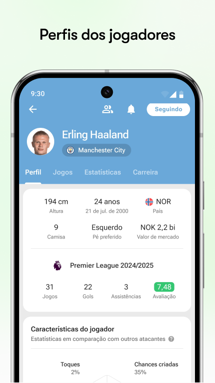 Tela FotMob Pro mod com resultados ao vivo e estatísticas